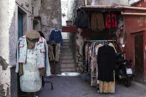 Clothes fill each corner of Pugliano Street.