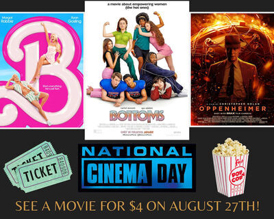 National Cinema Day to Offer $4 Movie Tickets on Sunday, August 27th