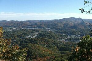 An aerial view of Boone and Junaluska from nearby Howard's Knob